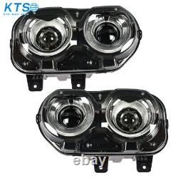 Pair LED Headlights Halogen Head lamps Projector for 2015-2023 Dodge Challenger