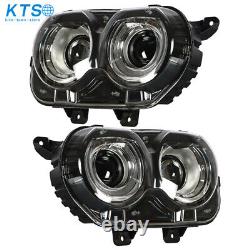 Pair LED Headlights Halogen Head lamps Projector for 2015-2023 Dodge Challenger