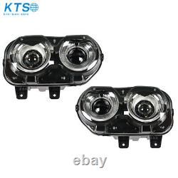 Pair LED Headlights Halogen Head lamps Projector for 2015-2023 Dodge Challenger