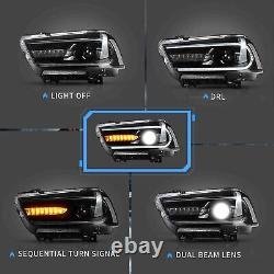 Pair LED Projector Headlights For Dodge Charger 2011-2014 Sequential Front Lamps