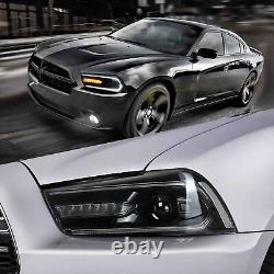 Pair LED Projector Headlights For Dodge Charger 2011-2014 Sequential Front Lamps