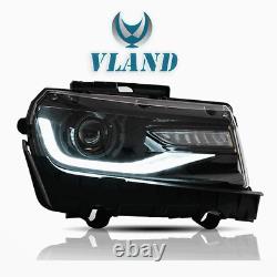 Pair LED Projector Headlights Front Lamps For 2014-2015 Chevrolet Chevy Camaro