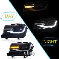 Pair LED Projector Headlights Front Lamps For 2014-2015 Chevrolet Chevy Camaro