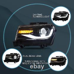 Pair LED Projector Headlights Front Lamps For 2014-2015 Chevrolet Chevy Camaro