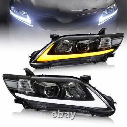 Pair VLAND LED DRL Headlights For 2010-2011 Toyota Camry With Sequential Indicator