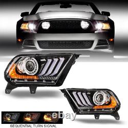 Pair for 2010-2012 Ford Mustang Headlights Sequential LED Projector with Bulbs