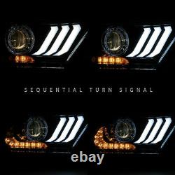 Pair for 2010-2012 Ford Mustang Headlights Sequential LED Projector with Bulbs