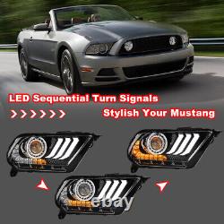 Pair for 2010-2012 Ford Mustang Headlights Sequential LED Projector with Bulbs