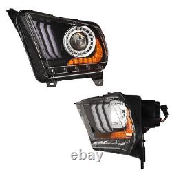 Pair for 2010-2012 Ford Mustang Headlights Sequential LED Projector with Bulbs