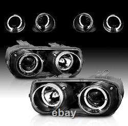 Projector Headlights For 1994-1997 Acura Integra LED Halo Ring Black Headlamps