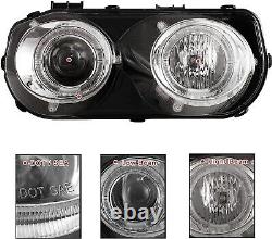 Projector Headlights For 1994-1997 Acura Integra LED Halo Ring Black Headlamps