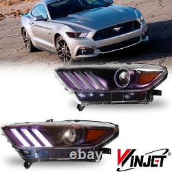 Projector Headlights for Ford Mustang 2015 2016 2017 Coupe LED DRL Signal Lamps