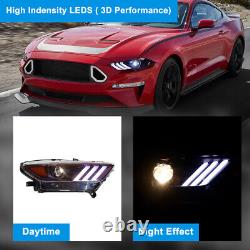 Projector Headlights for Ford Mustang 2015 2016 2017 Coupe LED DRL Signal Lamps