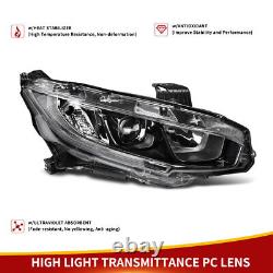 Projector Headlights withLED DRL For 2016-2021 Honda Civic Black Housing Headlamps