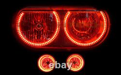 RED LED Headlight Fog Halo Rings Kit for Dodge Charger 05-10