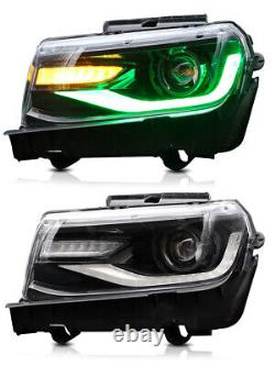 RGB DRL LED Headlights For 2014-15 Chevrolet Camaro LS LT SS ZL1 Z/28 Sequential