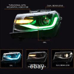 RGB DRL LED Headlights For 2014-15 Chevrolet Camaro LS LT SS ZL1 Z/28 Sequential