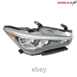 Right LED Headlight For 2014-2017 Infiniti Q50 witho AFS Clear Lens Chrome Housing