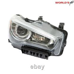 Right LED Headlight For 2014-2017 Infiniti Q50 witho AFS Clear Lens Chrome Housing