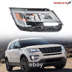 Right Side Headlights For 2016-2018 Ford Explorer with LED DRL Chrome Housing