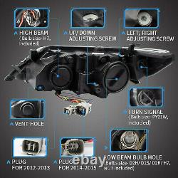 Set of 2 LED DRL Projector Headlights Front Lamps For 2012-2014 Toyota Camry