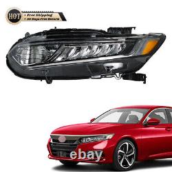 Silscvtt Left Headlight For 2018-2020 Honda Accord Halogen+LED DRL Chrome Clear