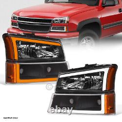 Switchback Sequential For 2003-2007 Silverado Blk Headlights+Bumper withLED Bar v2