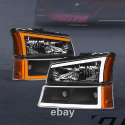 Switchback Sequential For 2003-2007 Silverado Blk Headlights+Bumper withLED Bar v2