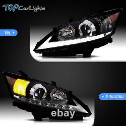 VLAND 1Pair LED Headlights For 2010-2012 Lexus ES350 Front Lamps Black Housing