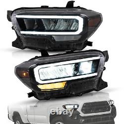 VLAND Full LED Headlights Amber Reflector DRL For 2016-2023 Toyota Tacoma Pair