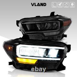 VLAND Full LED Reflector Headlights WithDRL For 2016-21 Toyota Tacoma Front Lamps