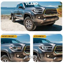 VLAND Full LED Reflector Headlights WithDRL For 2016-21 Toyota Tacoma Front Lamps