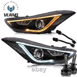 VLAND LED DRL Headlights+Bulbs For Hyundai Elantra 2011-2015 Sedan 2013-14 Coupe