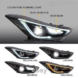 VLAND LED DRL Headlights+Bulbs For Hyundai Elantra 2011-2015 Sedan 2013-14 Coupe