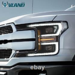 VLAND LED Headlights For 2018-2020 Ford F-150 F150 Black Reflector Front Lamps