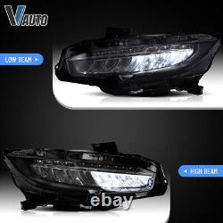 VLAND LED Reflector Headlights For Honda Civic 2016-2021 Bule DRL Sequential Set