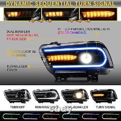 VLAND Multi-Color LED Headlights+D2H HID Bulbs For Dodge Charger 2011-2014