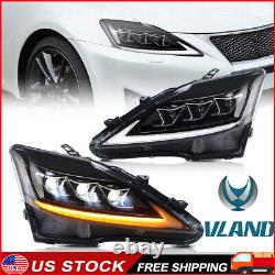 VLAND Pair LED DRL Projector Headlights For 2006-2013 Lexus IS 250 IS 350 IS F