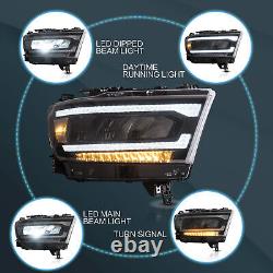 VLAND Pair LED Projector Headlights For Dodge Ram 1500 2019-2022 Plug and Play