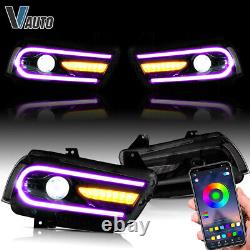 VLAND RGB LED Headlights For Dodge Charger 2011-2014 RGB DRL Head Lamps A Pair