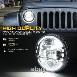 Xprite 7 LED Headlights with Halo DRL Chrome for 1997-2018 Jeep Wrangler TJ LJ JK