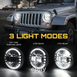 Xprite 7 LED Headlights with Halo DRL Chrome for 1997-2018 Jeep Wrangler TJ LJ JK