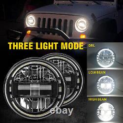 07-18 Pour Jeep Wrangler JK Phares LED Noirs 7+4 Feux de Brouillard+Clignotants Combo