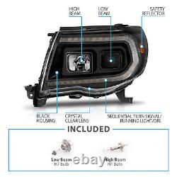 2005-2011 Pour Toyota Tacoma Ensemble de phares à LED DRL séquentiels noirs avec commutation C bifonctionnels