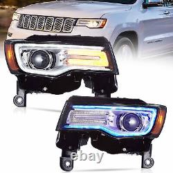 2 Phares LED VLAND pour Jeep Grand Cherokee 2014-2022 avec animation DRL bleue