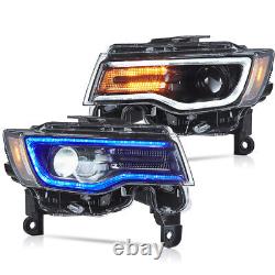 2 Phares LED VLAND pour Jeep Grand Cherokee 2014-2022 avec animation DRL bleue