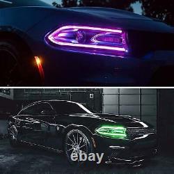 2 Phares de projecteur LED RGB Changement de couleur Lampes Pour Dodge Charger 2015-2023