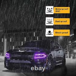 2 Phares de projecteur LED RGB Changement de couleur Lampes Pour Dodge Charger 2015-2023