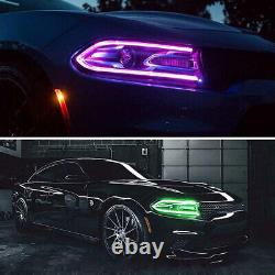 2 Phares de projecteur LED RGB Changement de couleur Lampes Pour Dodge Charger 2015-2023