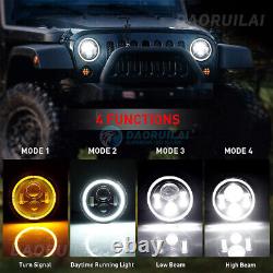 7 Combo Phares à LED avec Anneau Halo pour Jeep Wrangler JL JLU Gladiator 2018-2023